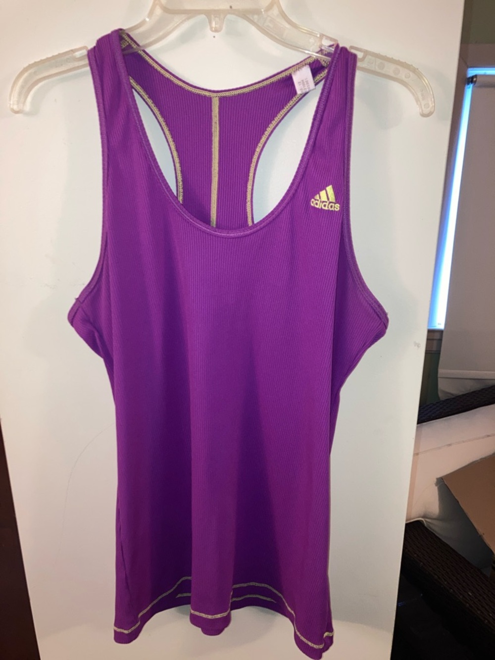 Like New…adidas Bright Purple Racerback Tank with Bright Green Logo